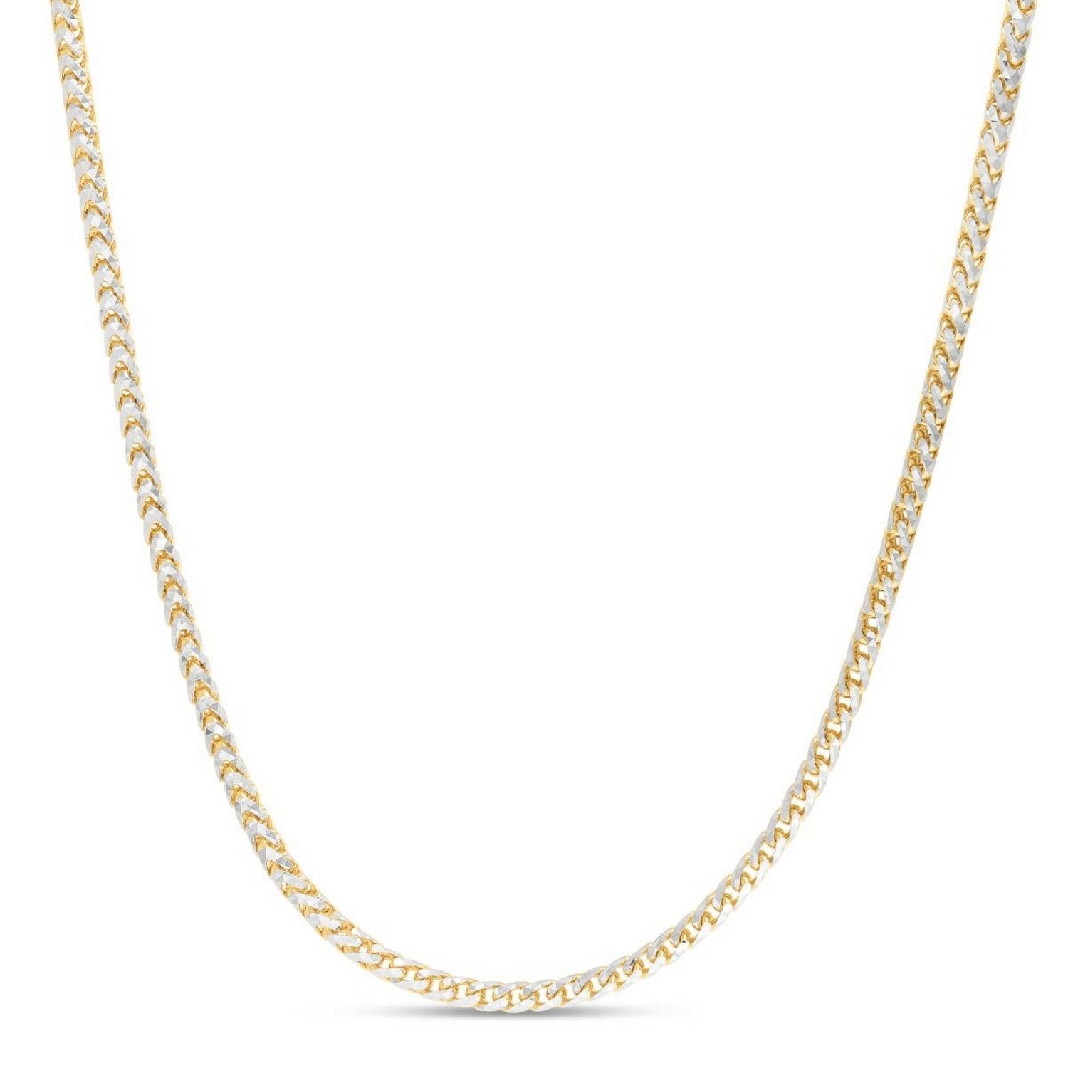 14K Yellow Gold Round Pavé Franco Chain Necklace (3.15mm)