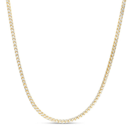 14K Yellow Gold Round Pavé Franco Chain Necklace (3.15mm)