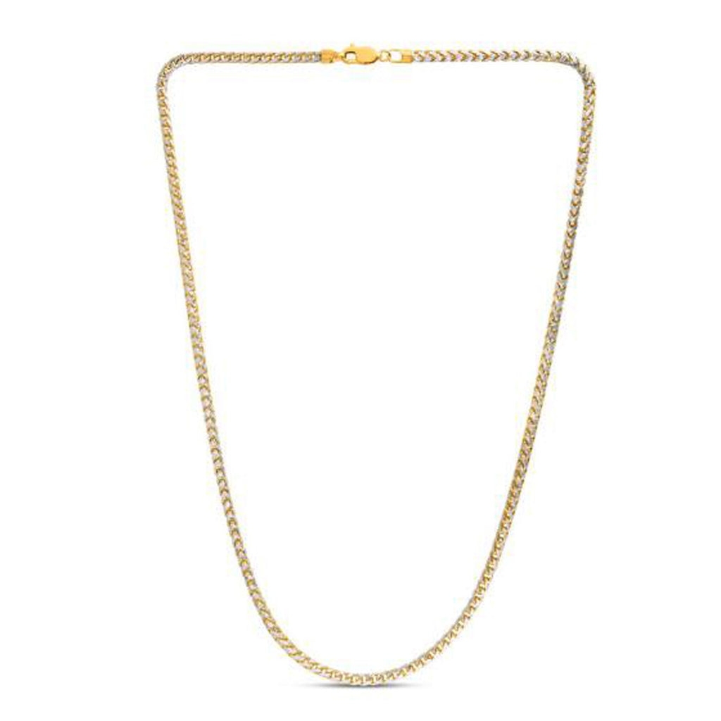 14K Yellow Gold Round Pavé Franco Chain Necklace (3.15mm)