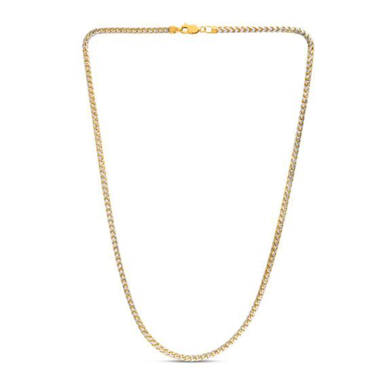 14K Yellow Gold Round Pavé Franco Chain Necklace (3.15mm)