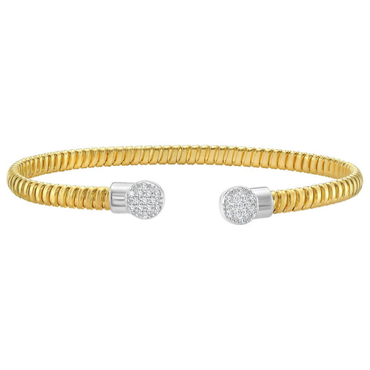 14K Yellow Gold Round End Tubogas Cuff Bangle (3.90 mm)