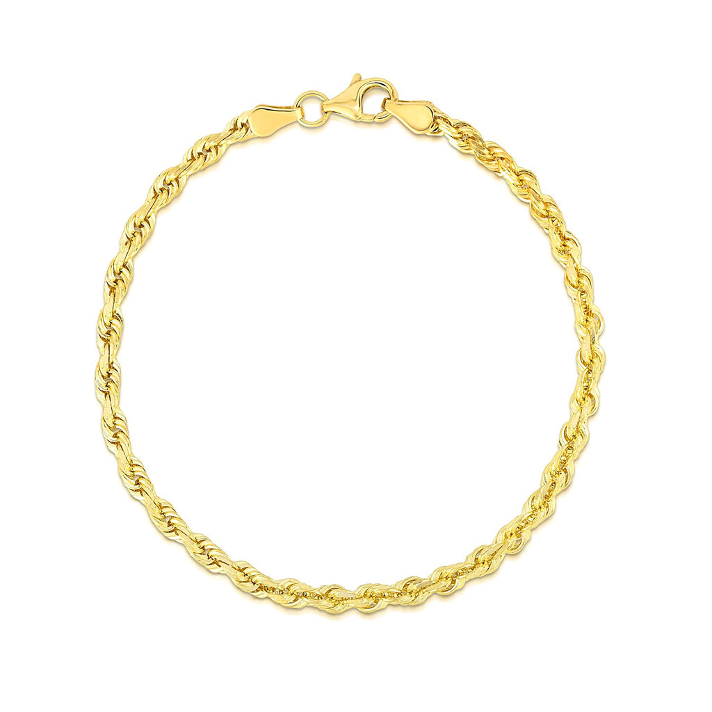 10K Yellow Gold Solid Diamond Cut Rope Bracelet (4.00mm)
