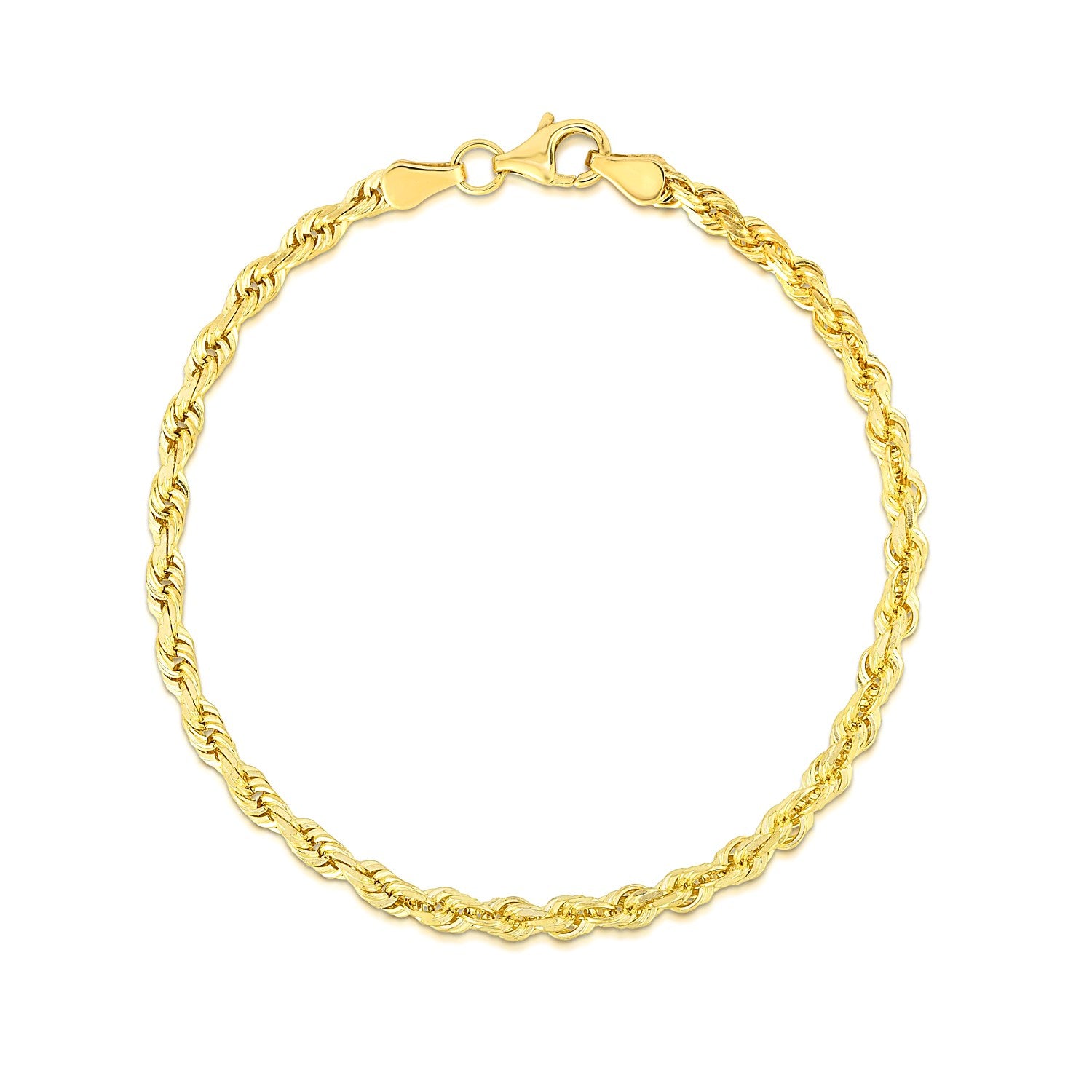 10K Yellow Gold Solid Diamond Cut Rope Bracelet (4.00mm)