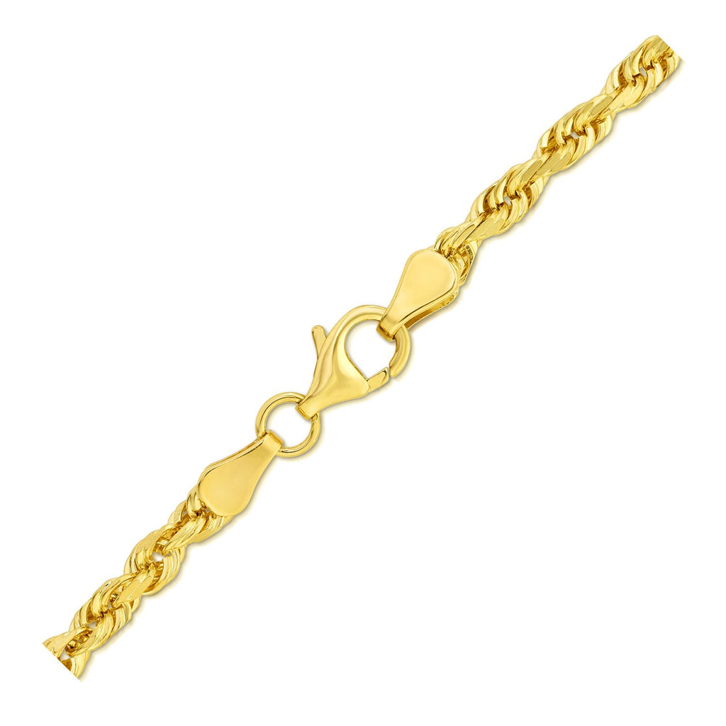 10K Yellow Gold Solid Diamond Cut Rope Bracelet (4.00mm)