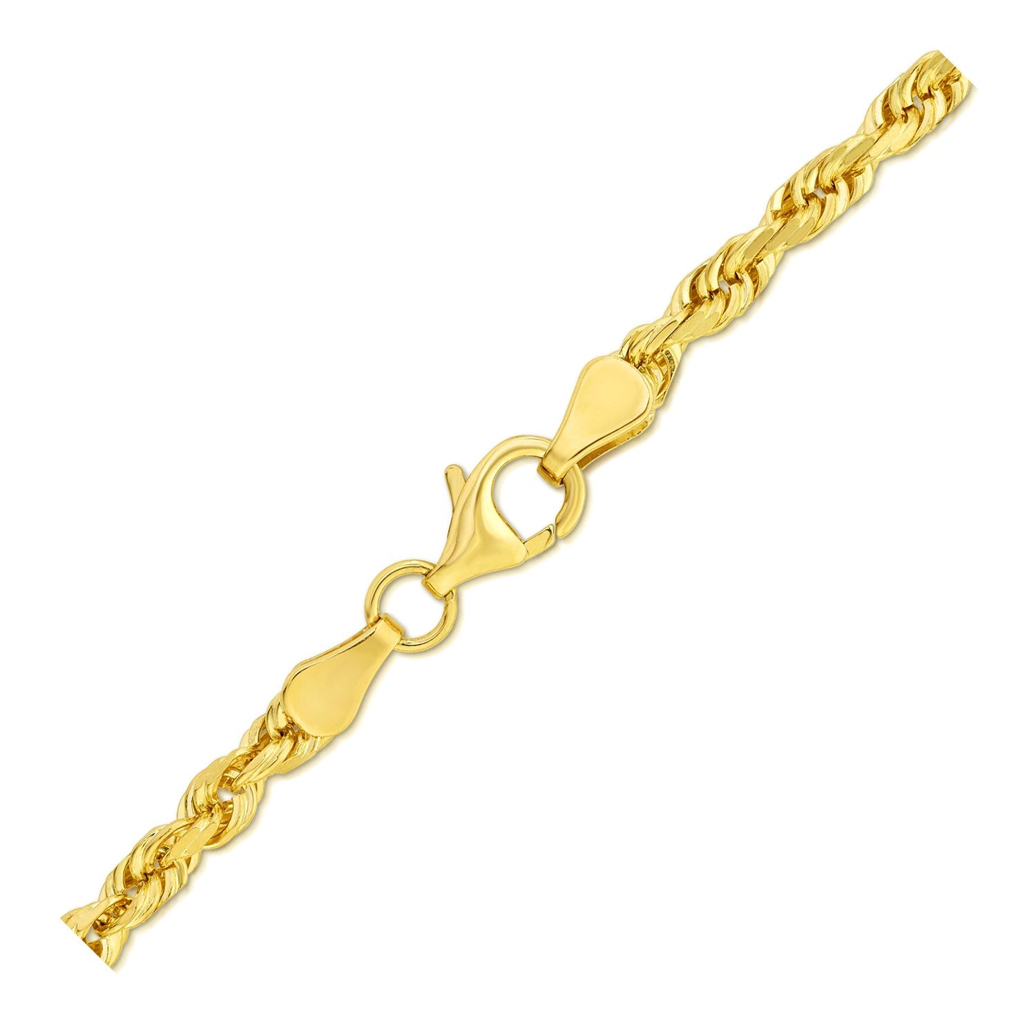 10K Yellow Gold Solid Diamond Cut Rope Bracelet (4.00mm)