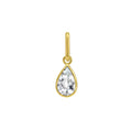 14K Yellow Gold Pear Aquamarine Charm Pendant