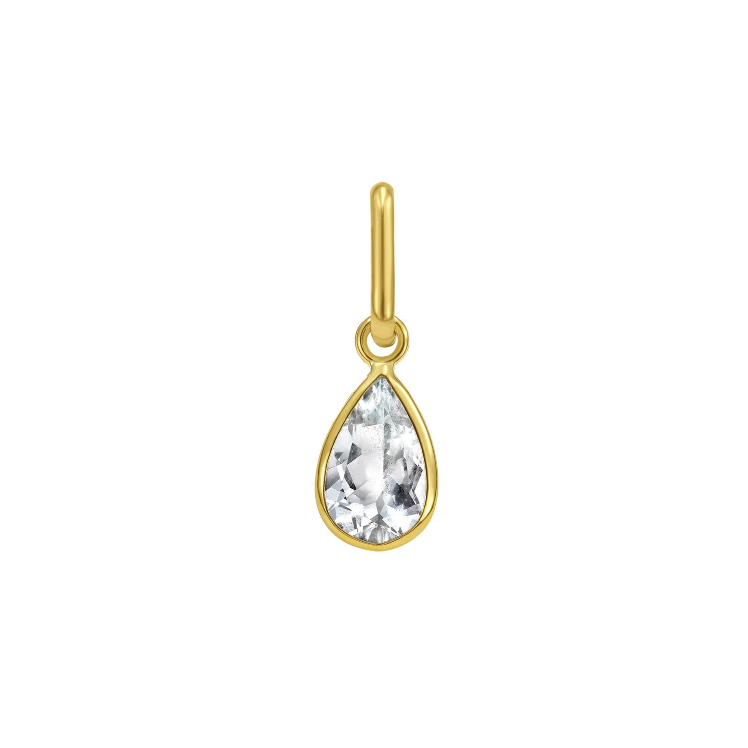 14K Yellow Gold Pear Aquamarine Charm Pendant