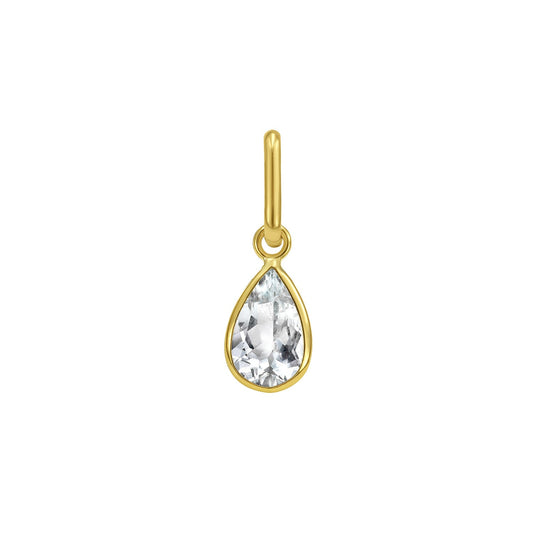 14K Yellow Gold Pear Aquamarine Charm Pendant