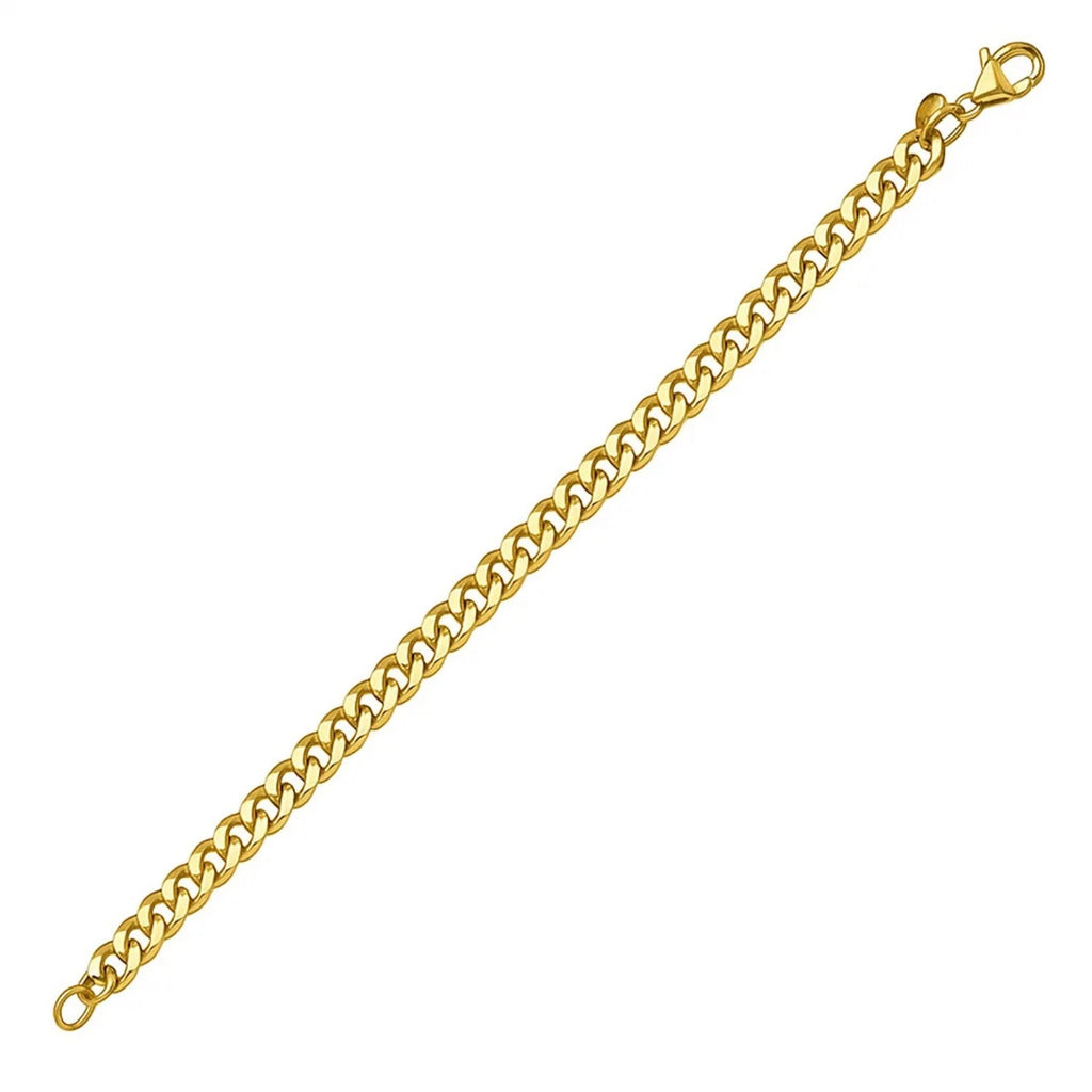 14K Yellow Gold Petite Faceted Cuban Link Chain Bracelet (4.50mm)