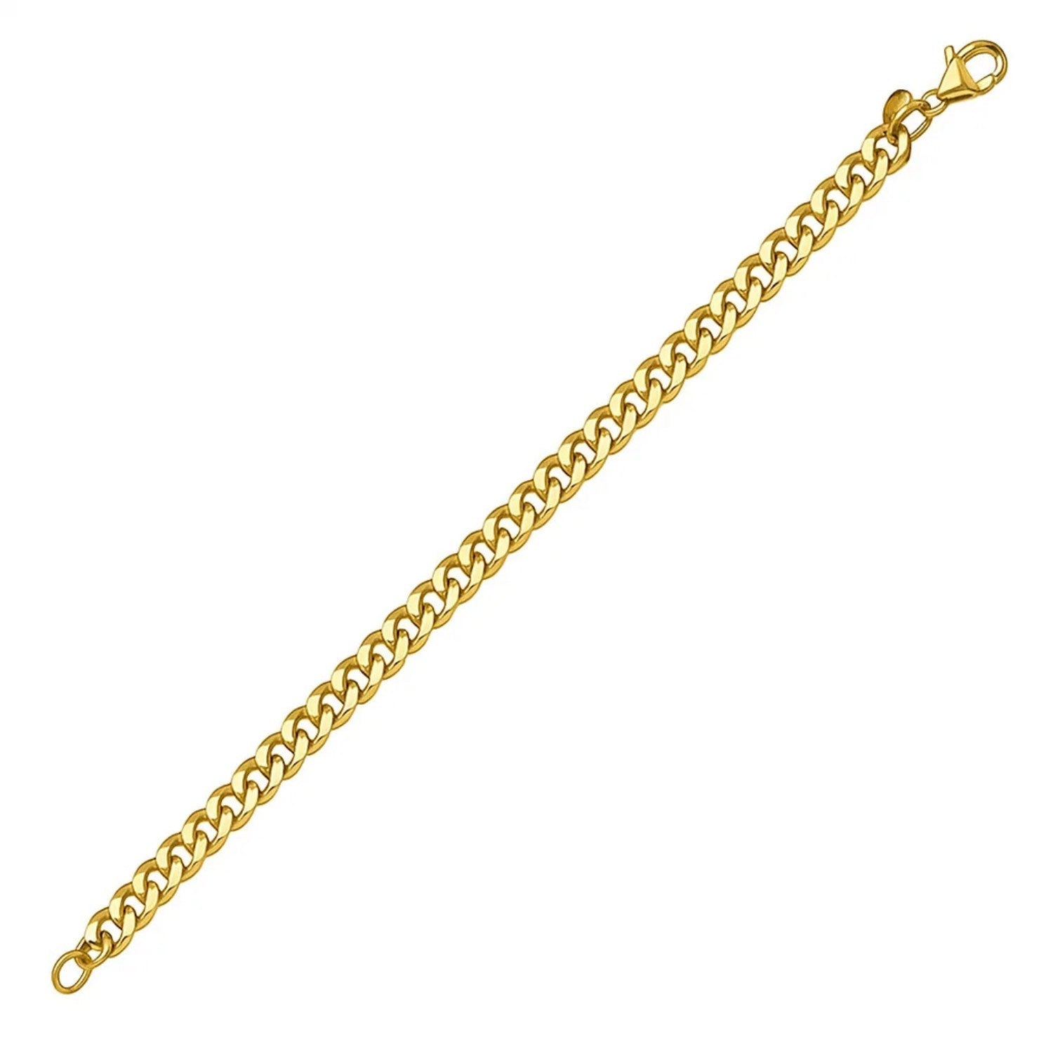 14K Yellow Gold Petite Faceted Cuban Link Chain Bracelet (4.50mm)