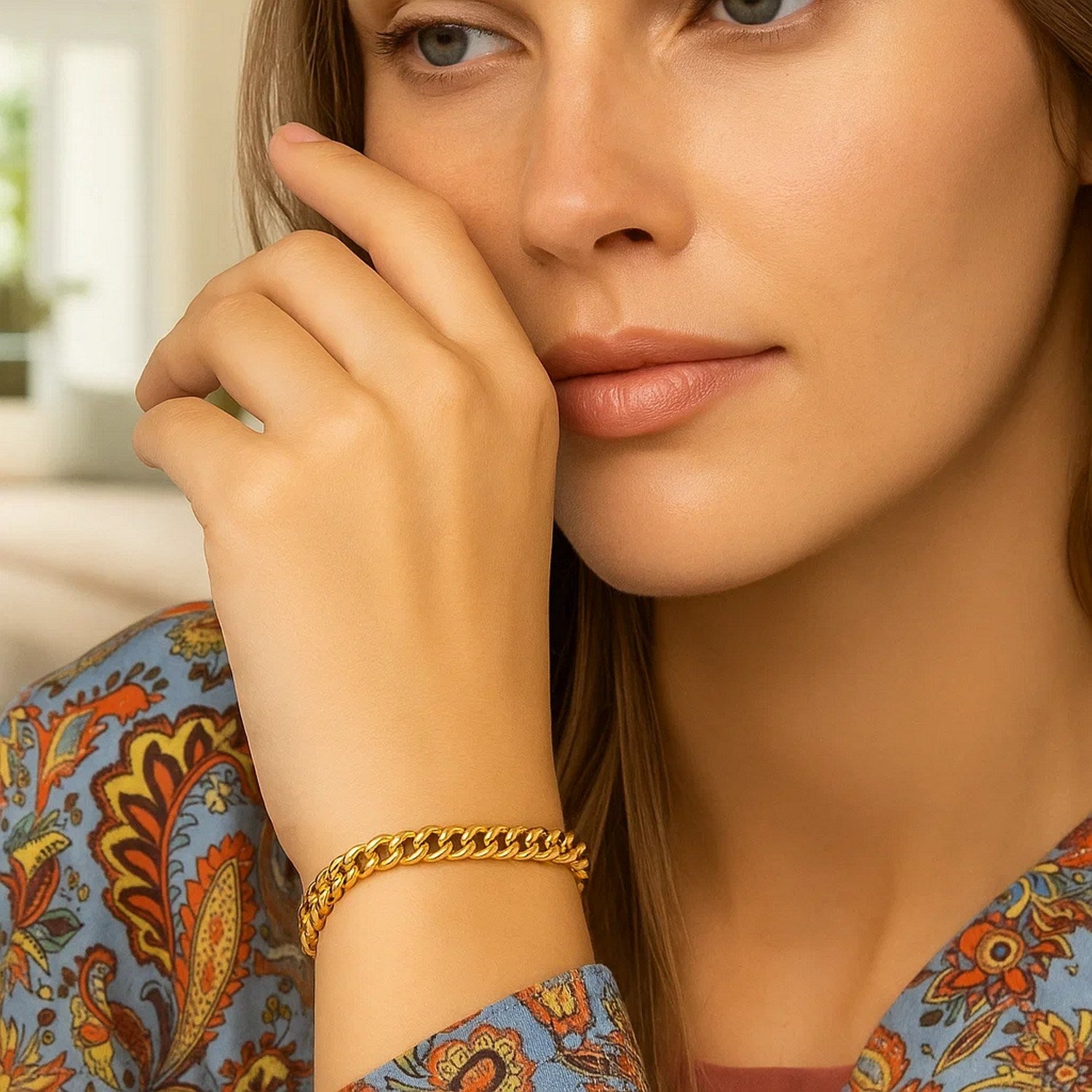 14K Yellow Gold Petite Faceted Cuban Link Chain Bracelet (4.50mm)