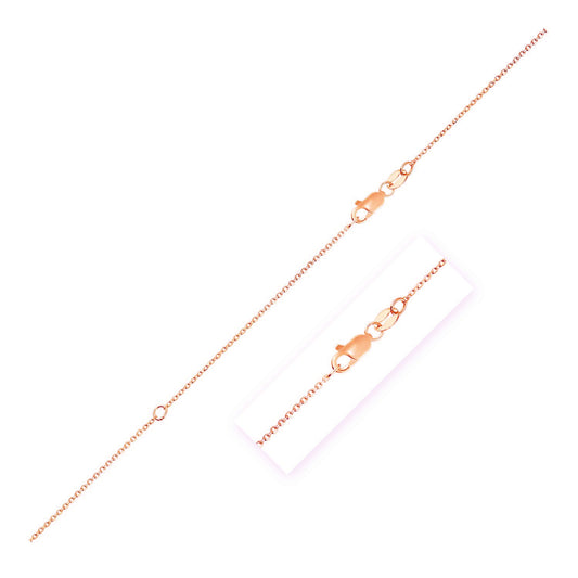 14K Rose Gold Adjustable Cable Chain Necklace (1.10 mm)