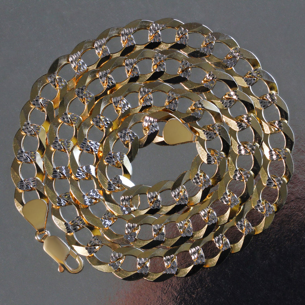 14k Two Tone Gold Pavé Curb Chain (11.23mm)