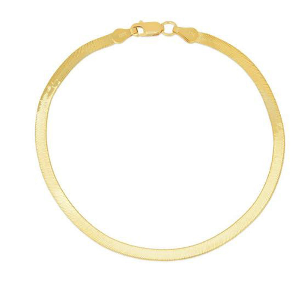 14K Yellow Gold Super Flex Herringbone Anklet 1.50mm | Solid Gold, 10"