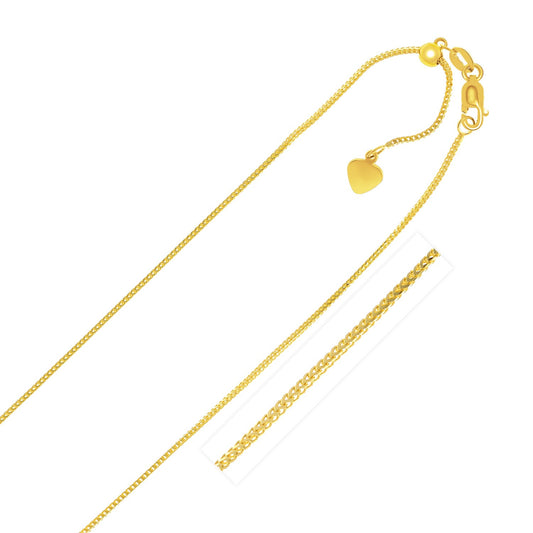 14K Yellow Gold Adjustable Franco Chain Necklace (1.00mm)