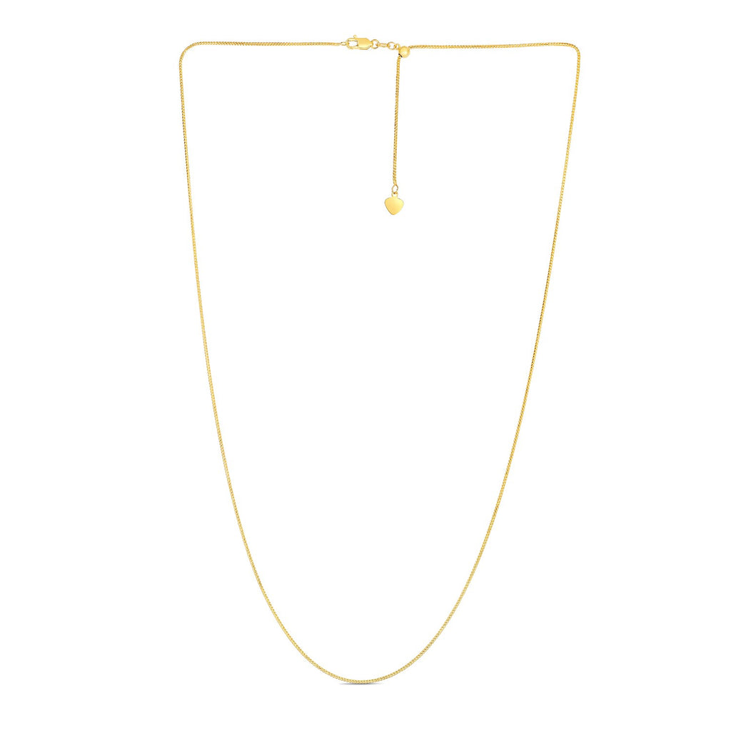 14K Yellow Gold Adjustable Franco Chain Necklace (1.00mm)