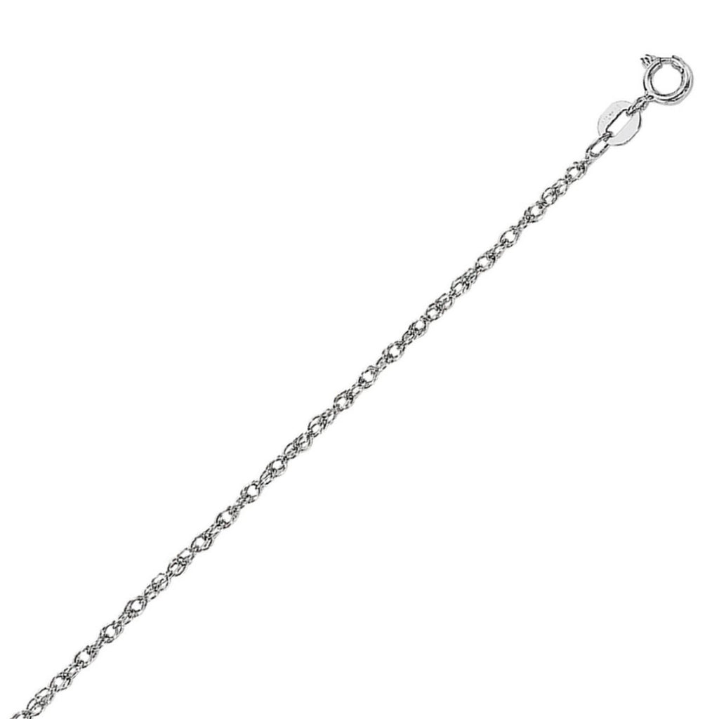 14K White Gold Machine Rope Chain (0.95mm)