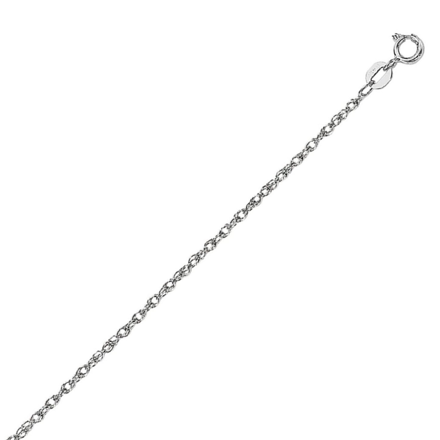 14K White Gold Machine Rope Chain (0.95mm)