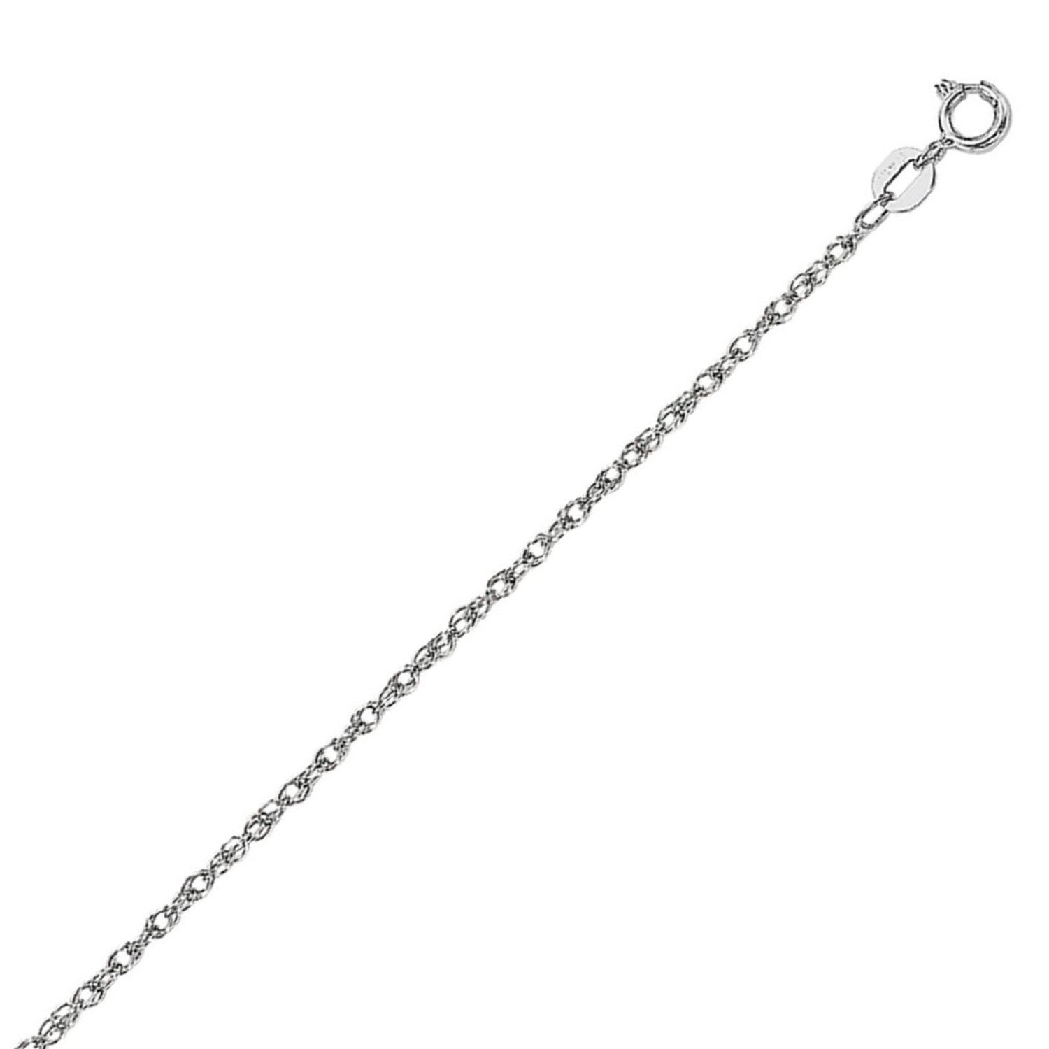 14K White Gold Machine Rope Chain (0.95mm)