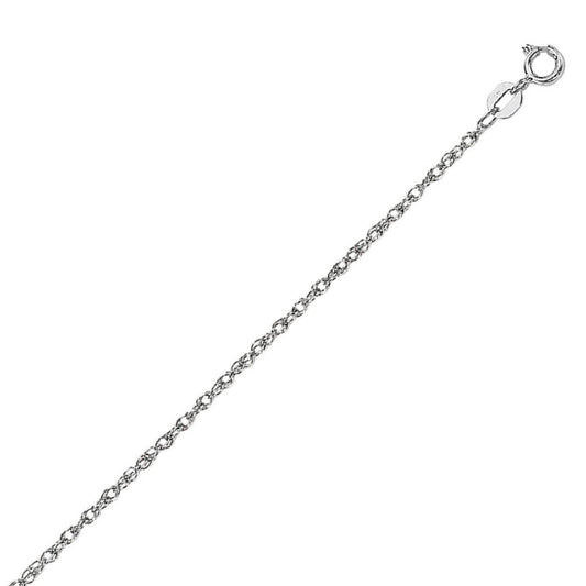 14K White Gold Machine Rope Chain (0.95mm)