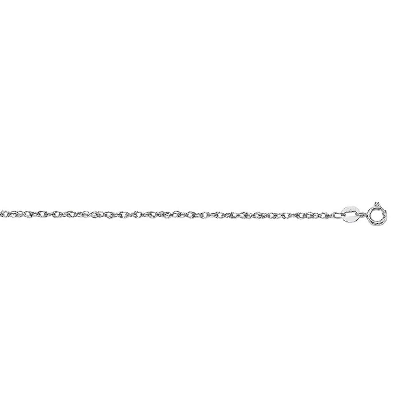 14K White Gold Machine Rope Chain (0.95mm)