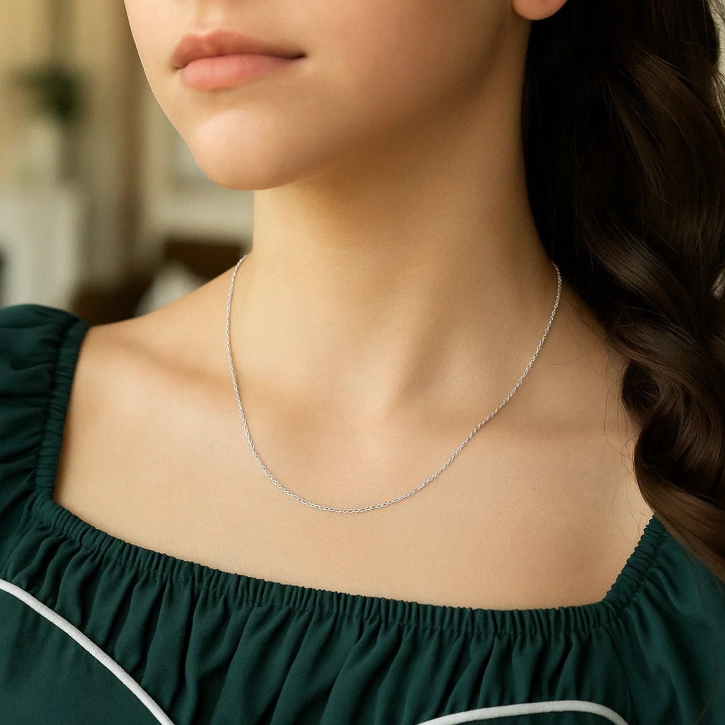 14K White Gold Machine Rope Chain (0.95mm)