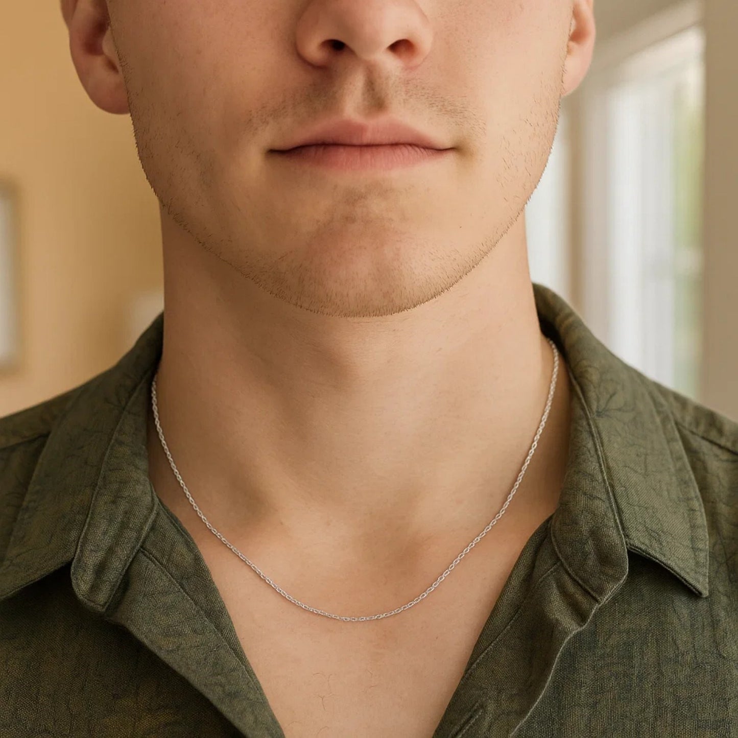 14K White Gold Machine Rope Chain (0.95mm)