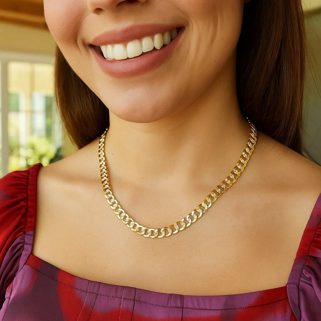 14K Two Tone Gold Pavé Curb Chain (5.70mm)