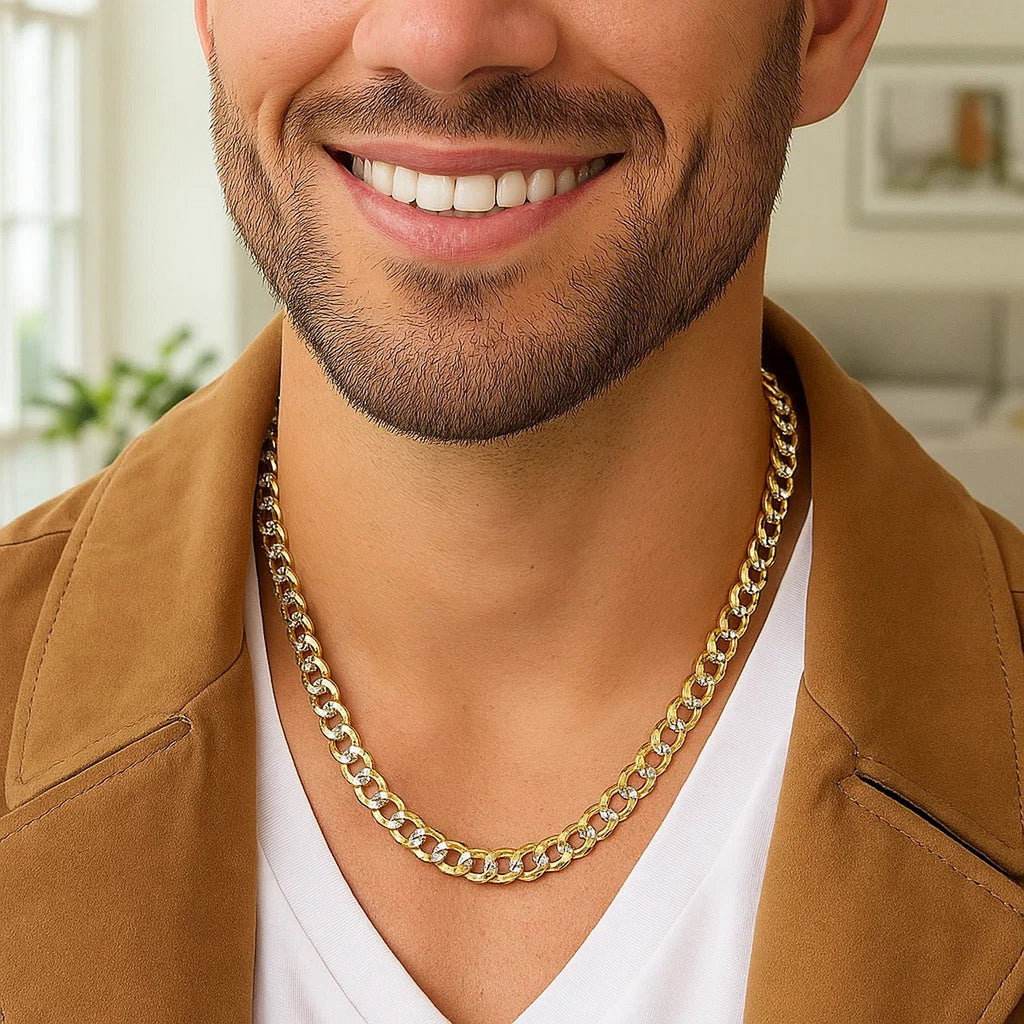 14K Two Tone Gold Pavé Curb Chain (5.70mm)