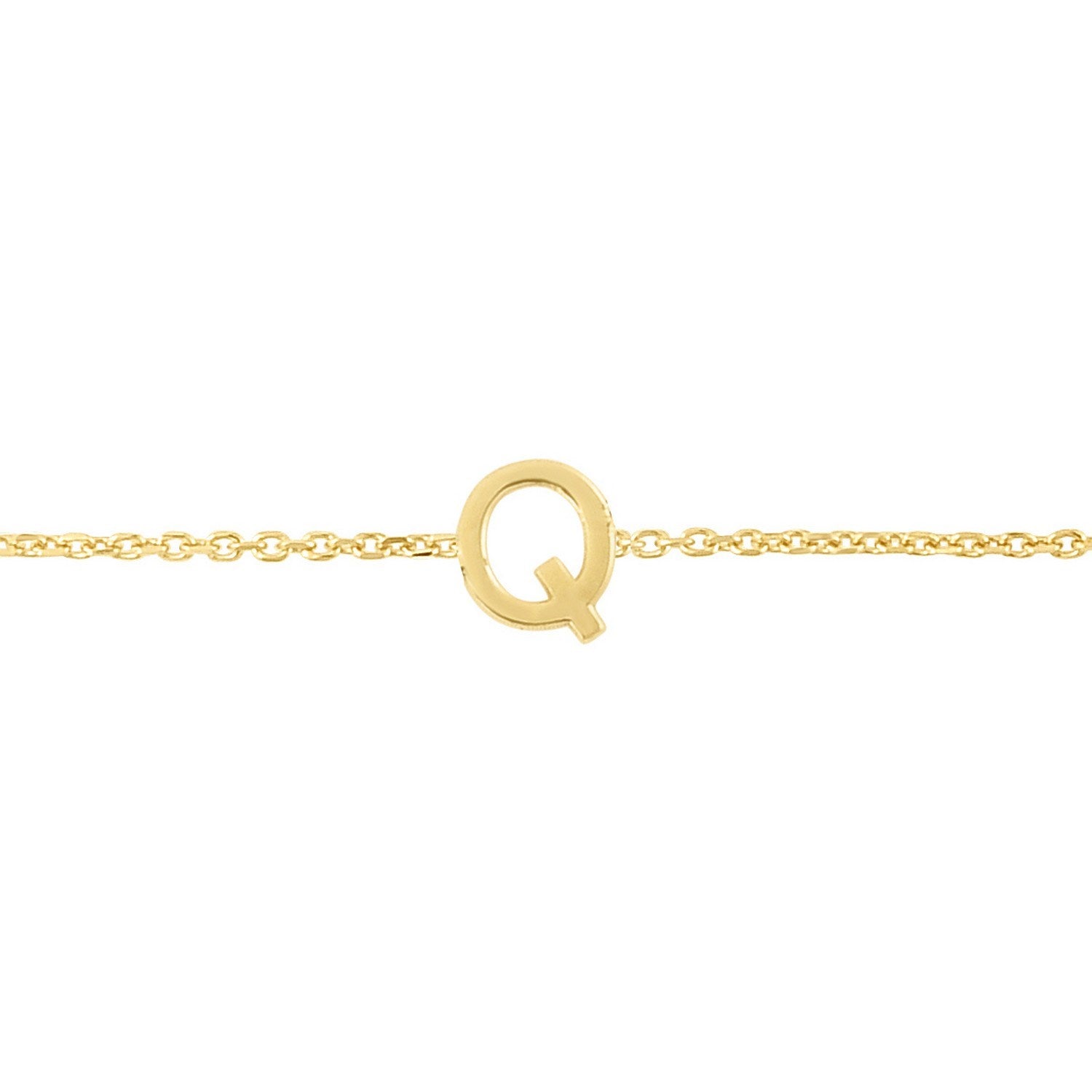 14K Yellow Gold Women's Mini Initial Q Bracelet – 7 Inches – 14K Gold