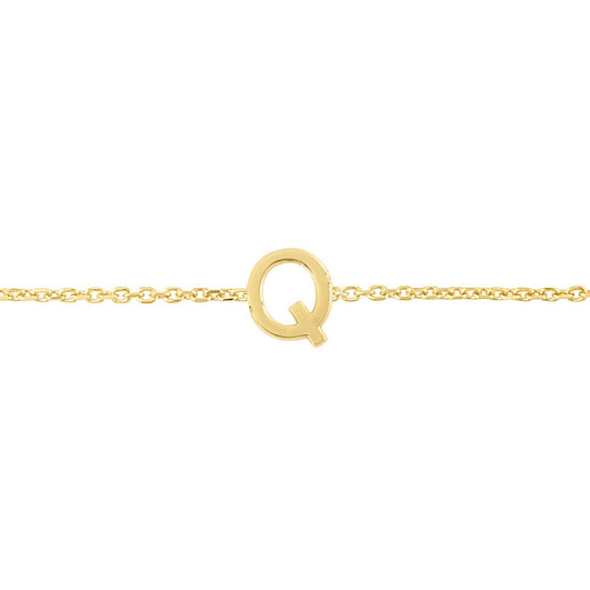 14K Yellow Gold Mini Initial Q Bracelet