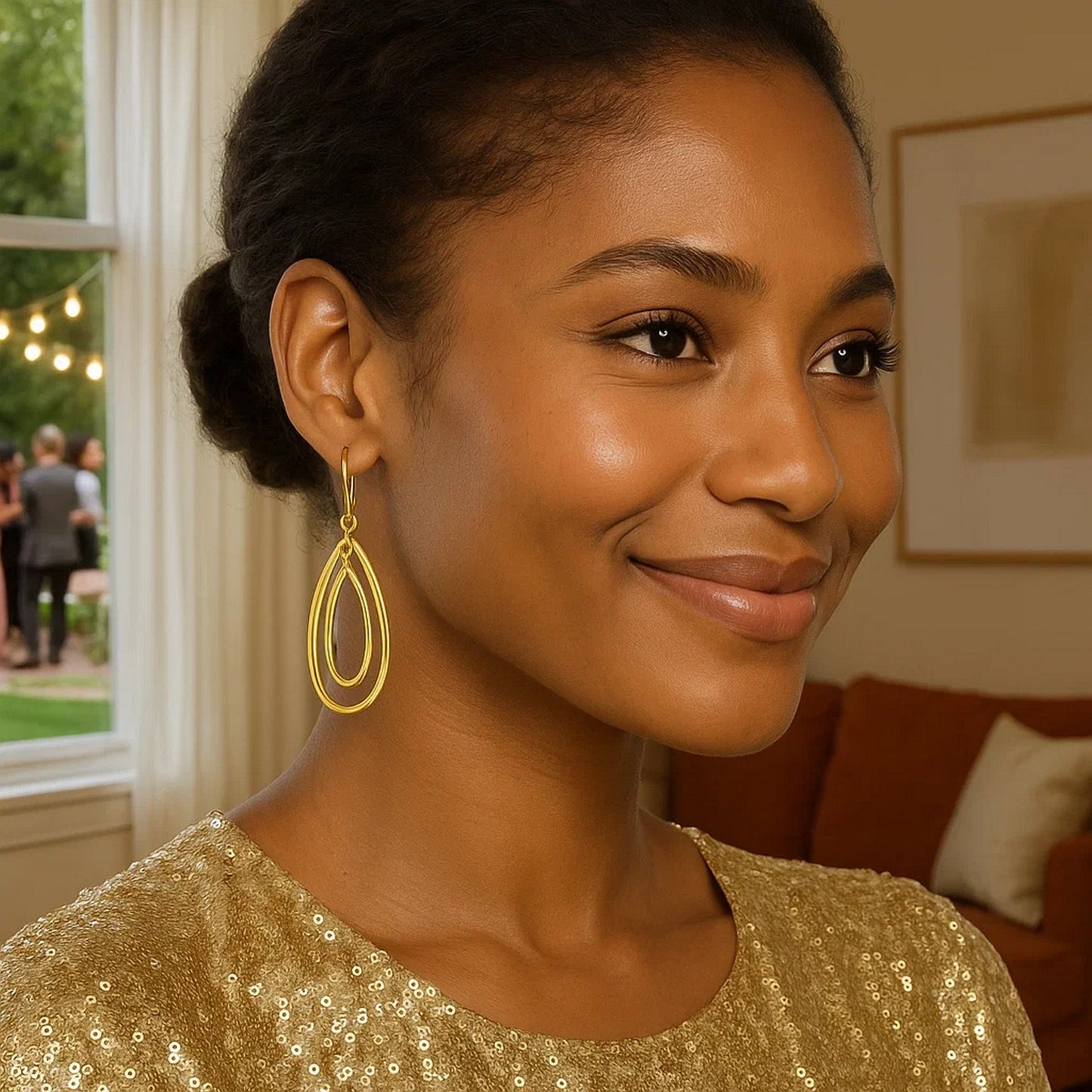 14k Yellow Gold Earrings with Teardrop Dangles