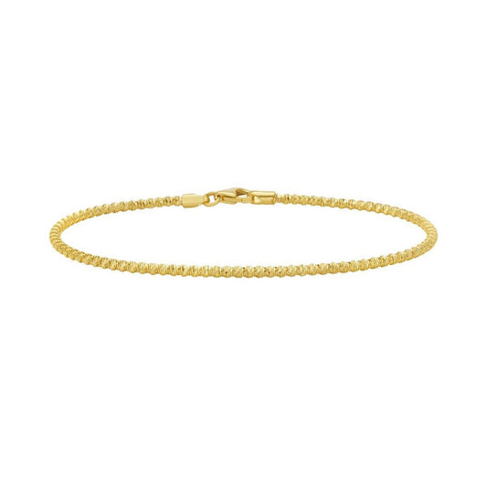 14K Yellow Gold Sparkle Spring Chain Bracelet (2.10 mm)