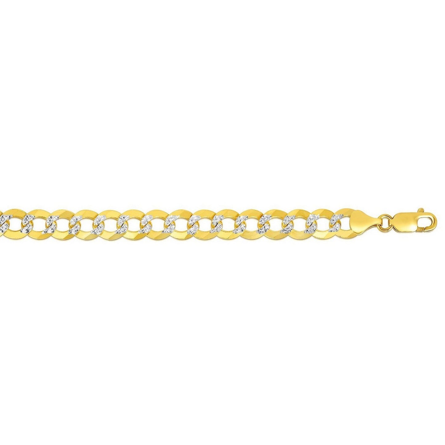10 mm 14k Two Tone Gold Pave Curb Chain (9.70 mm)