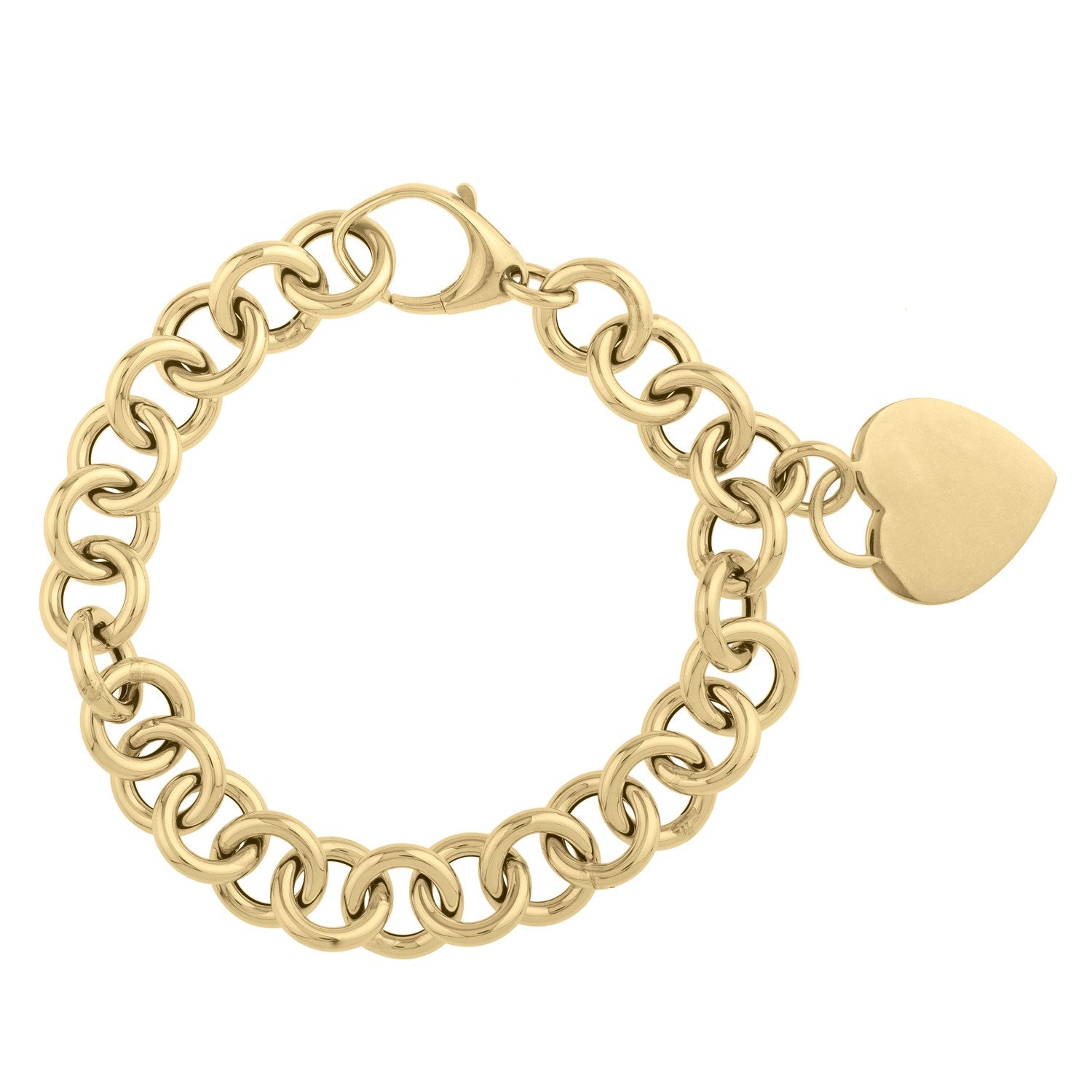 Heart Tag with Rolo Link Bracelet 14K Yellow Gold (11.40mm)