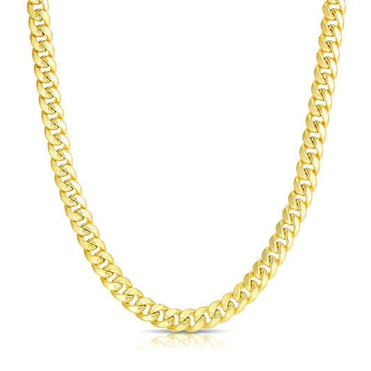 14K Yellow Gold Semi Solid Miami Cuban Chain Necklace (6.10mm) – True Pure Gold