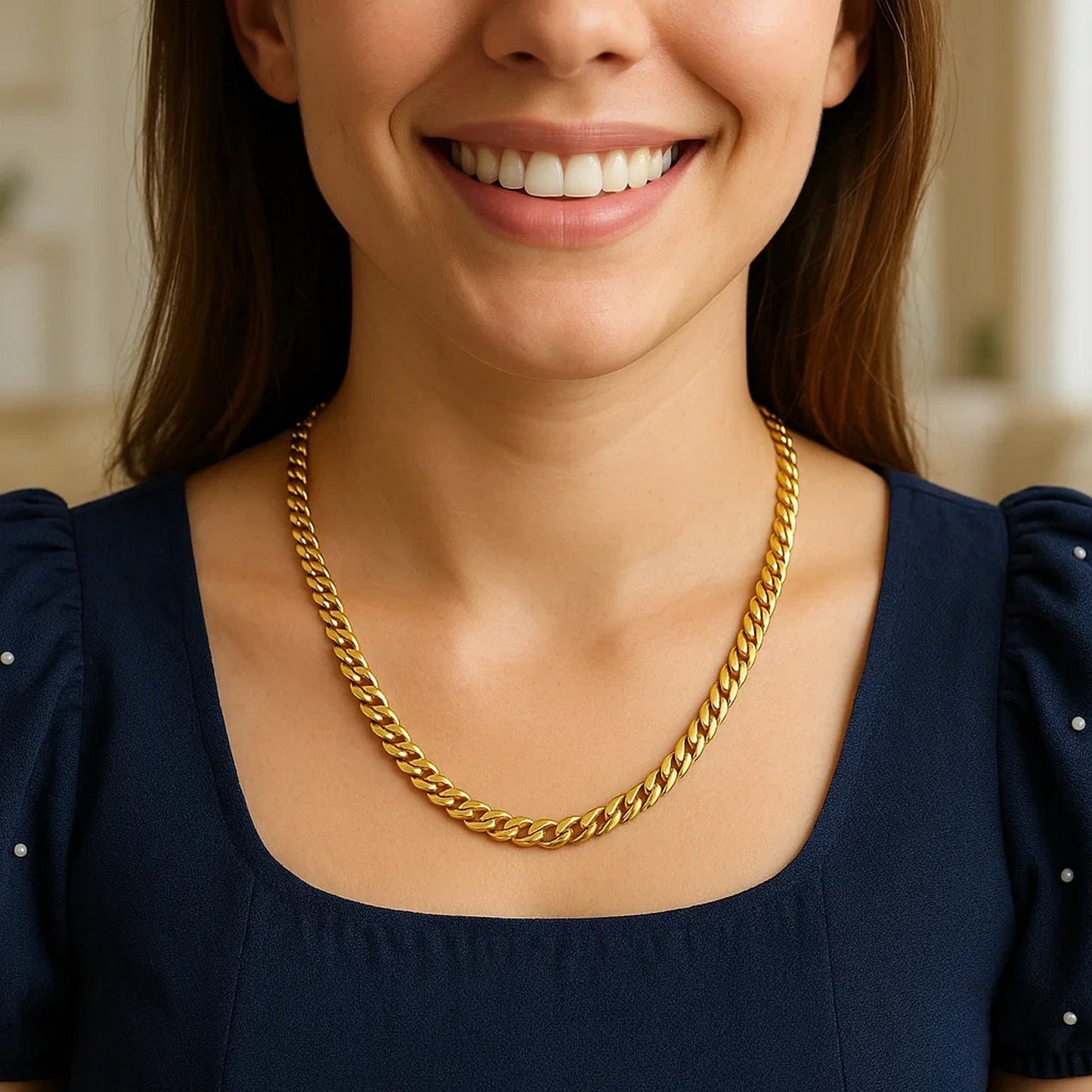 14K Yellow Gold Semi Solid Miami Cuban Chain Necklace (6.10mm) – True Pure Gold