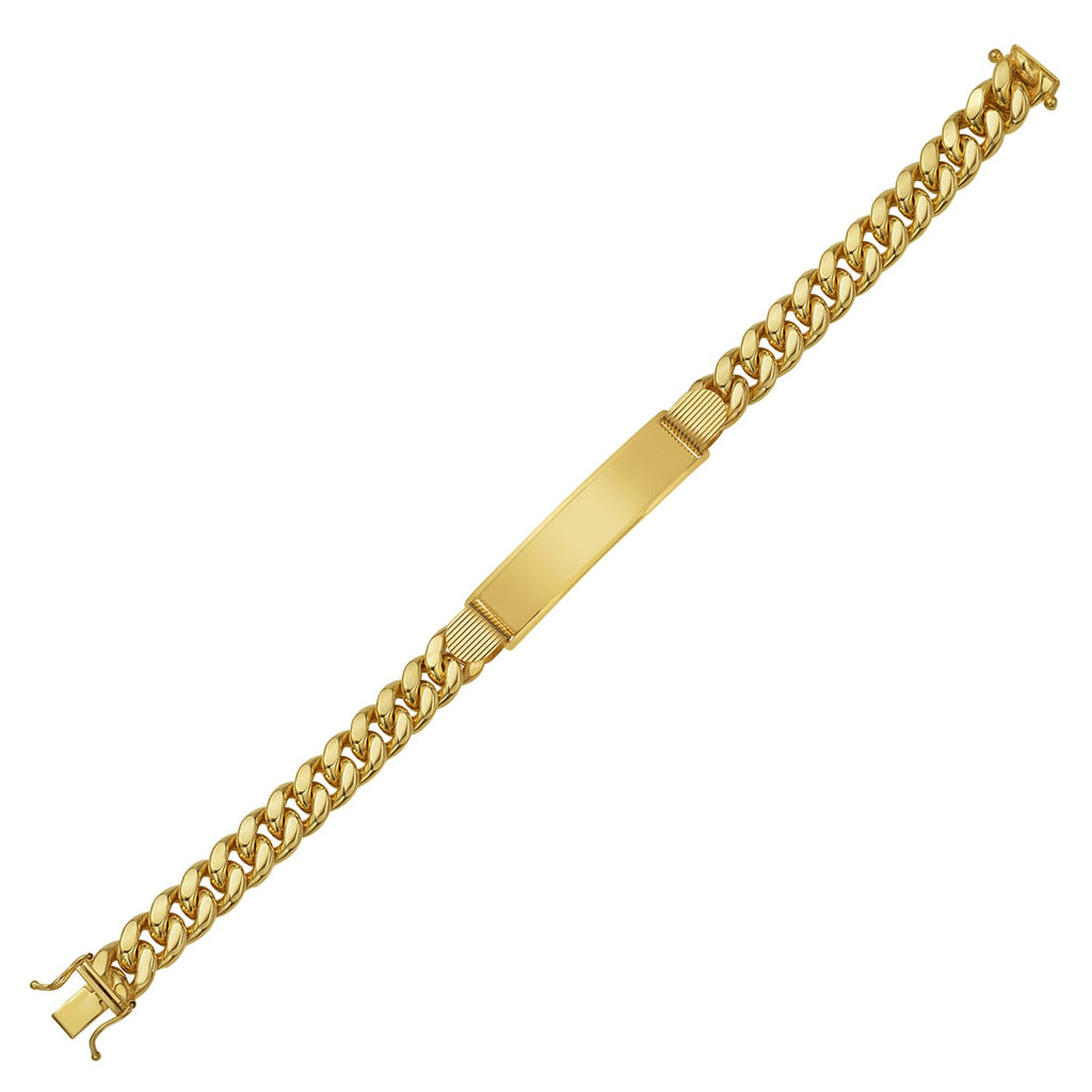 14K Yellow Gold Lite Cuban ID Bracelet (9.10mm) – True Pure Gold