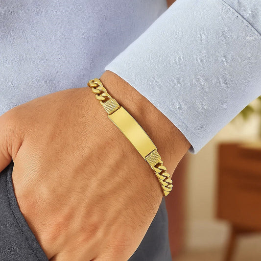 14K Yellow Gold Lite Cuban ID Bracelet (9.10 mm)