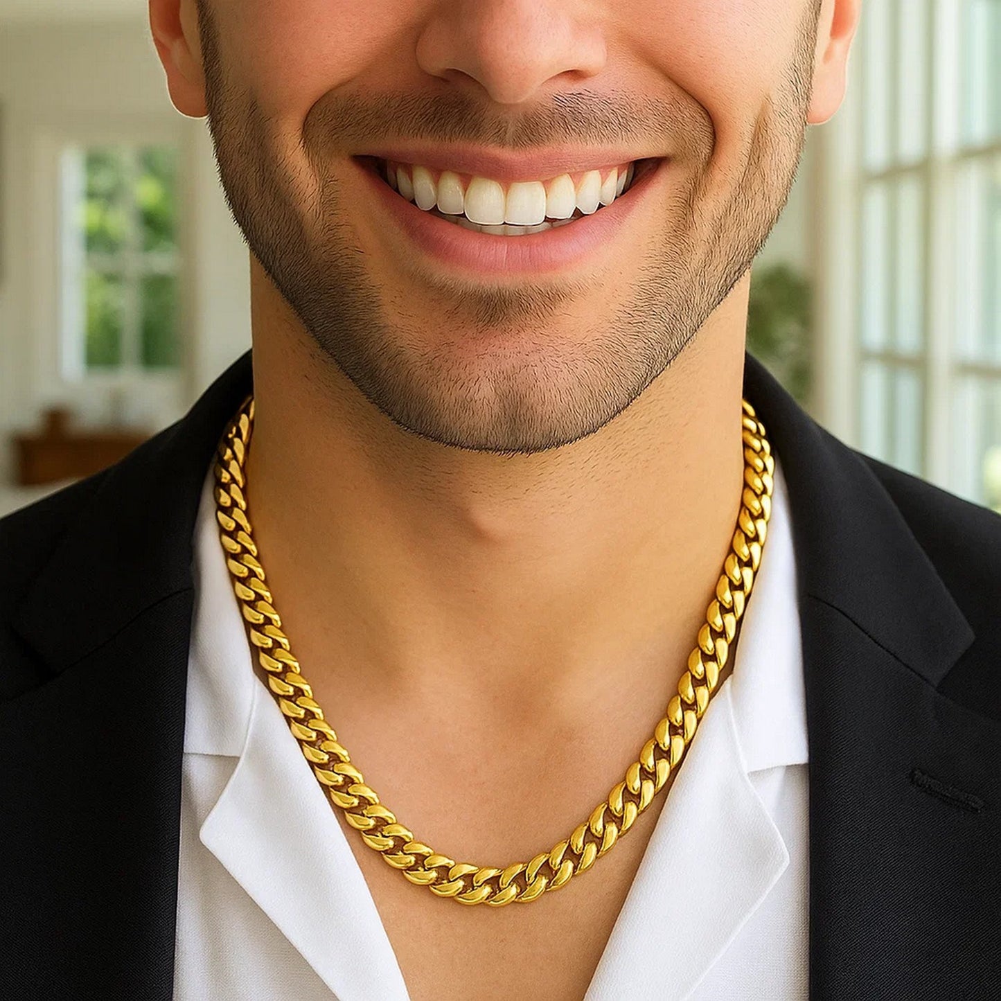 14K Yellow Gold Classic Solid Miami Cuban Chain Necklace (8.20mm) – True Pure Gold