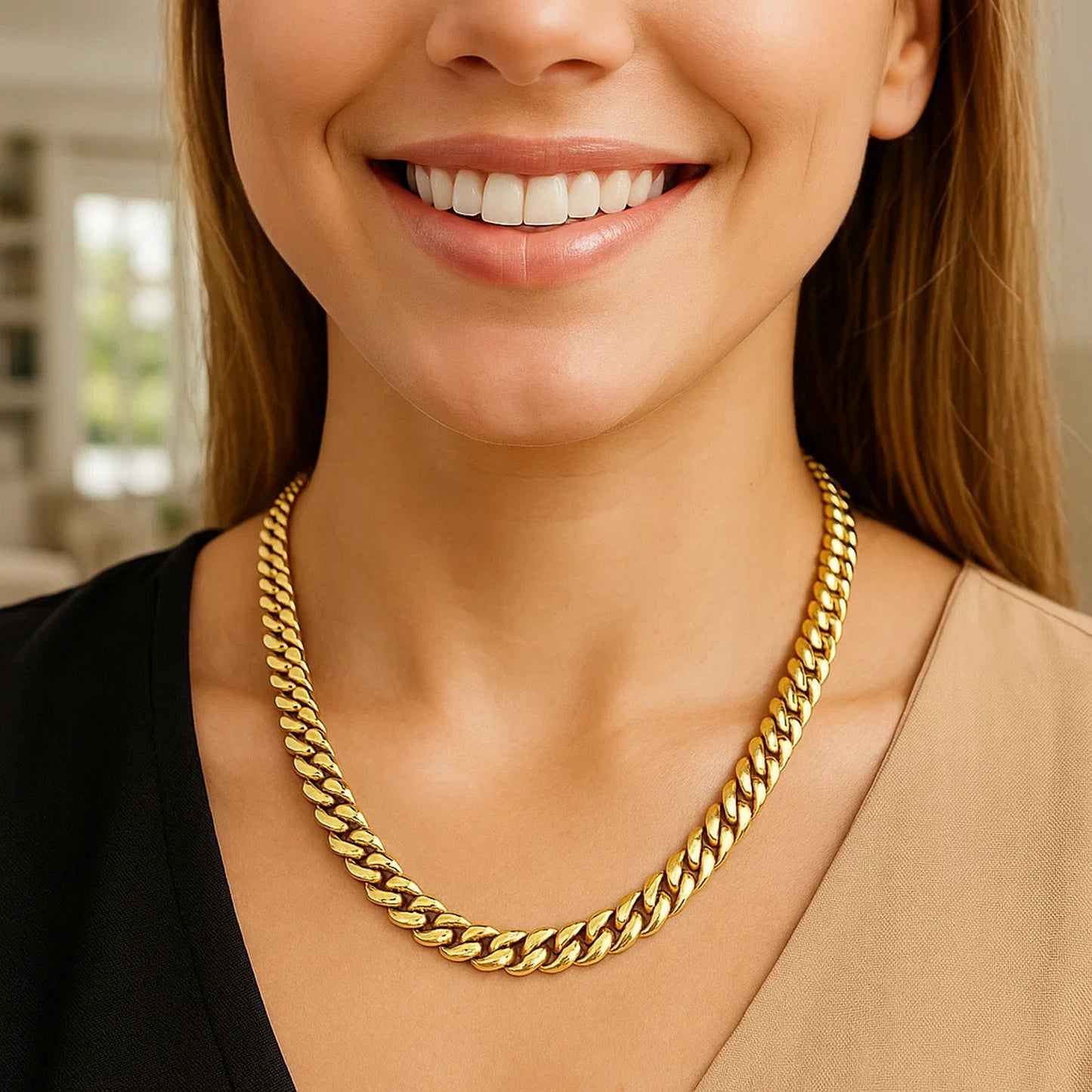 14K Yellow Gold Classic Solid Miami Cuban Chain Necklace (8.20mm) – True Pure Gold