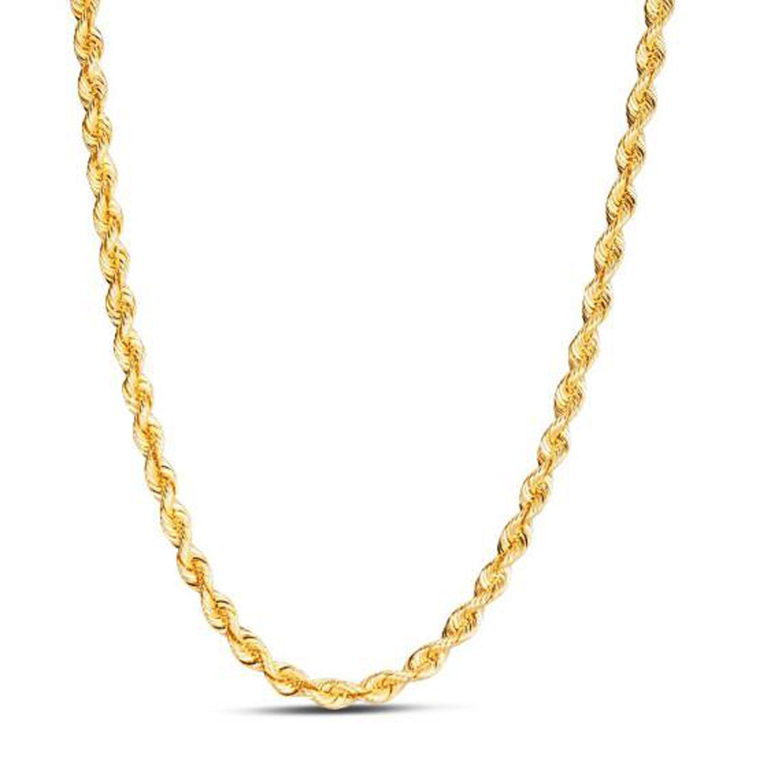 14K Yellow Gold Light Rope Chain Necklace (4.30mm)