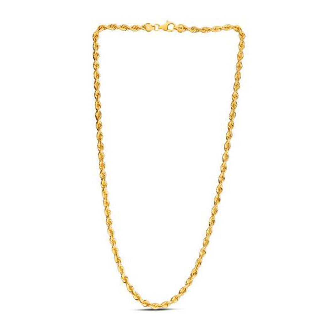 14K Yellow Gold Light Rope Chain Necklace (4.30mm)
