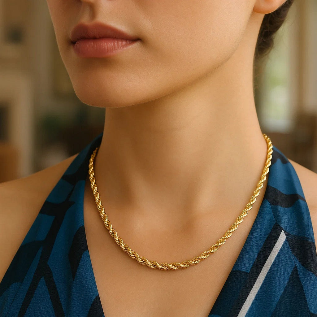 14K Yellow Gold Light Rope Chain Necklace (4.30mm)
