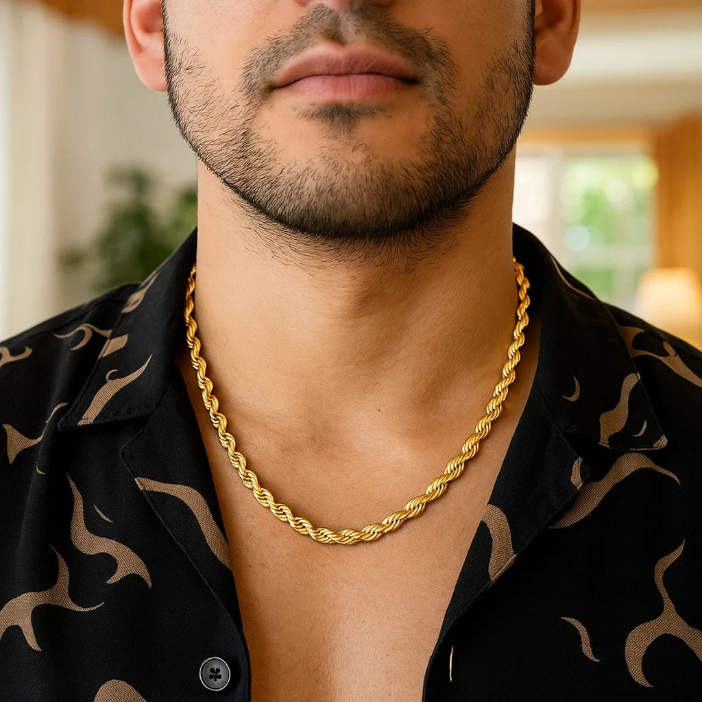 14K Yellow Gold Light Rope Chain Necklace (4.30mm)
