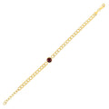 14K Yellow Gold Garnet Curb Chain Bracelet (3.60mm)