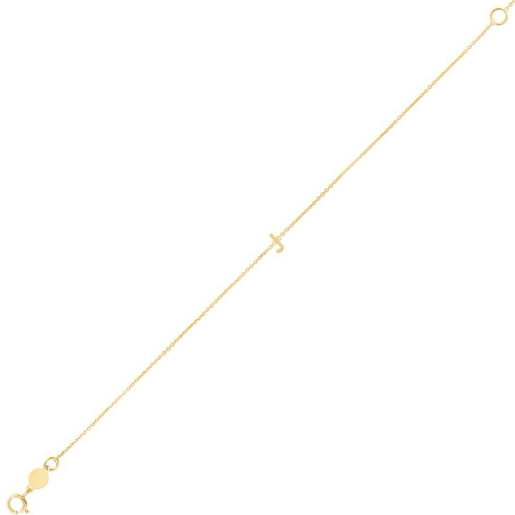 14K Yellow Gold Women's Mini Initial J Bracelet – 7 Inches – 14K Gold