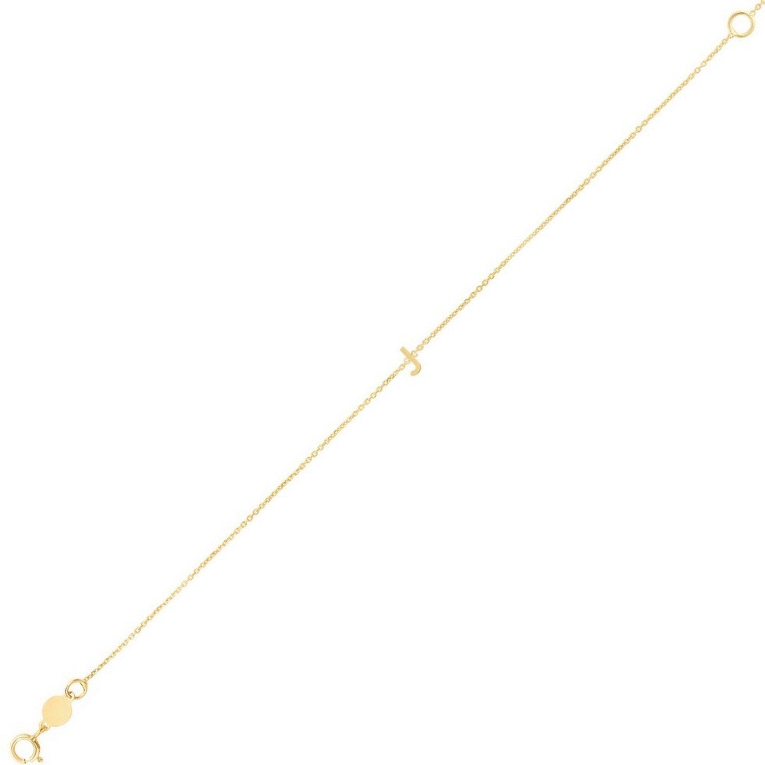 14K Yellow Gold Women's Mini Initial J Bracelet – 7 Inches – 14K Gold