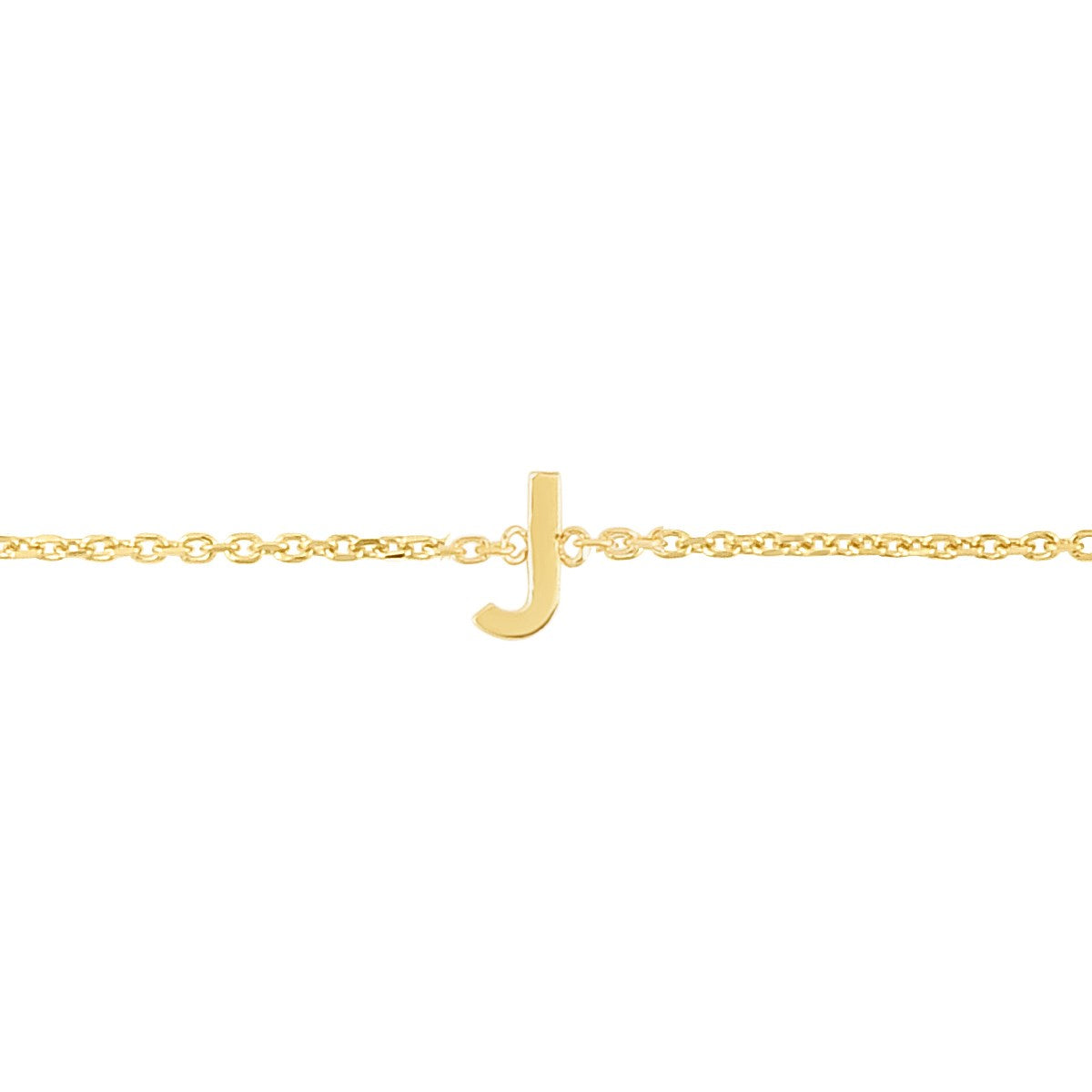 14K Yellow Gold Women's Mini Initial J Bracelet – 7 Inches – 14K Gold