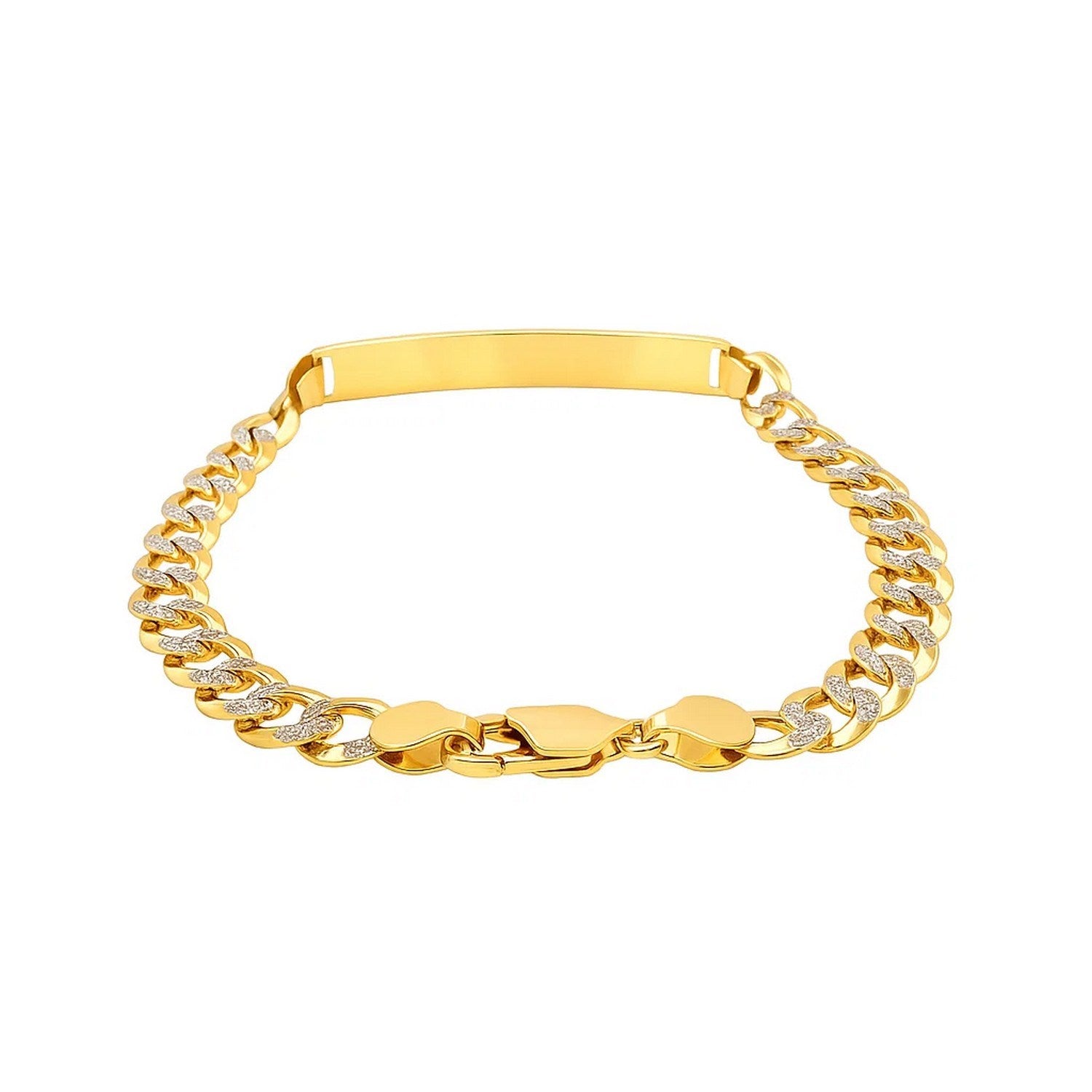 14K Two-Tone Gold Men's Curb ID Bracelet, 8.5"